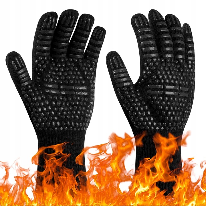 Flintronic grillkesztyű, 800°C-ig hőálló, 30cm, fekete