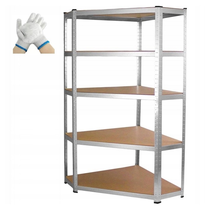 Raft metalic 5 polite MDF, 180x90x30 cm, capacitate maxima 875 kg, argintiu