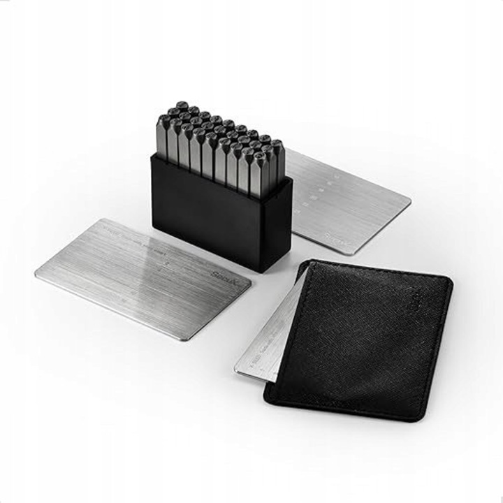 Portofel criptomoneda, X-SEED PLUS, otel inoxidabil, rezistent la foc si apa, set pentru 8 portofele, 12-24 cuvinte de recuperare