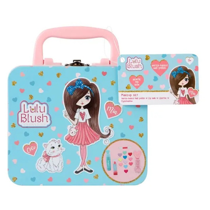 Set trusa de machiaj Canenco, cu cosmetice colorate, valiza decorativa, pastel, pentru copii