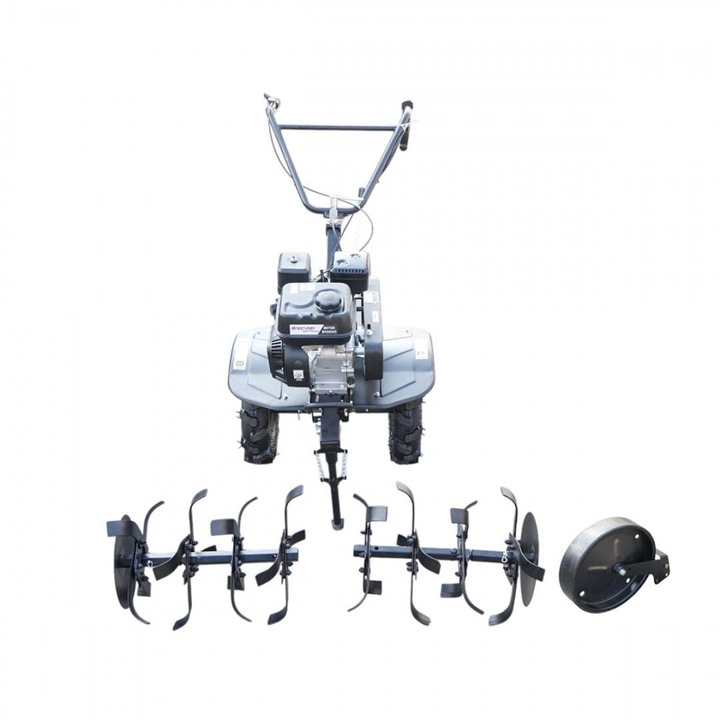 Motocultor 7CP cu freza 100cm, motor benzina 4 timpi 212cc OHV, viteze 2+1, transmisie pinioane, roti 4.00-8 Breckner Germany