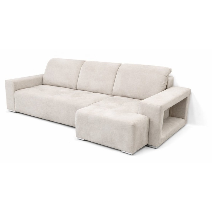 Coltar tapitat extensibil stanga 130x240, culoare crem latte