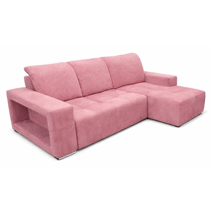 Coltar tapitat extensibil stanga 140x270, culoare roz candy