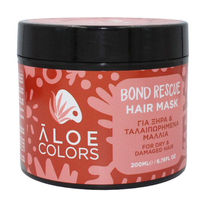 Masca de par Aloe+ Colors Bond Rescue 200ml, hidratare intensa, proteine, ulei de argan, ulei de avocado