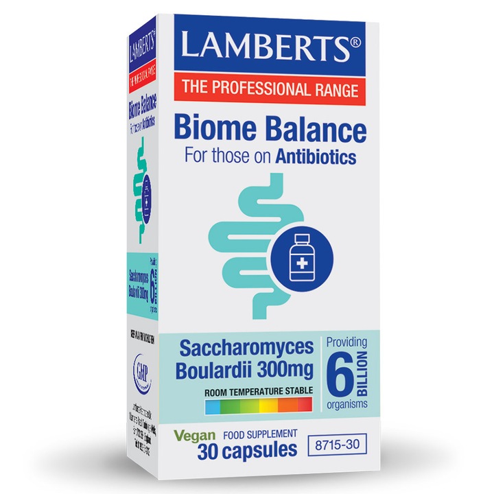 Lamberts Biome Balance pentru cei care iau antibiotice, 30 capsule, probiotice, fara lactoza