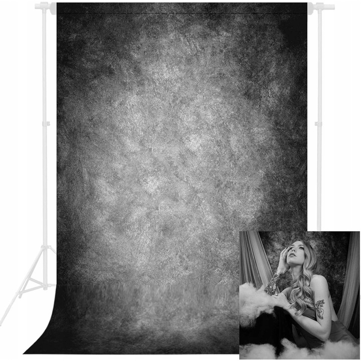 Фотографски фон за студио, 150x210см, плътен материал, сгъваем, сив