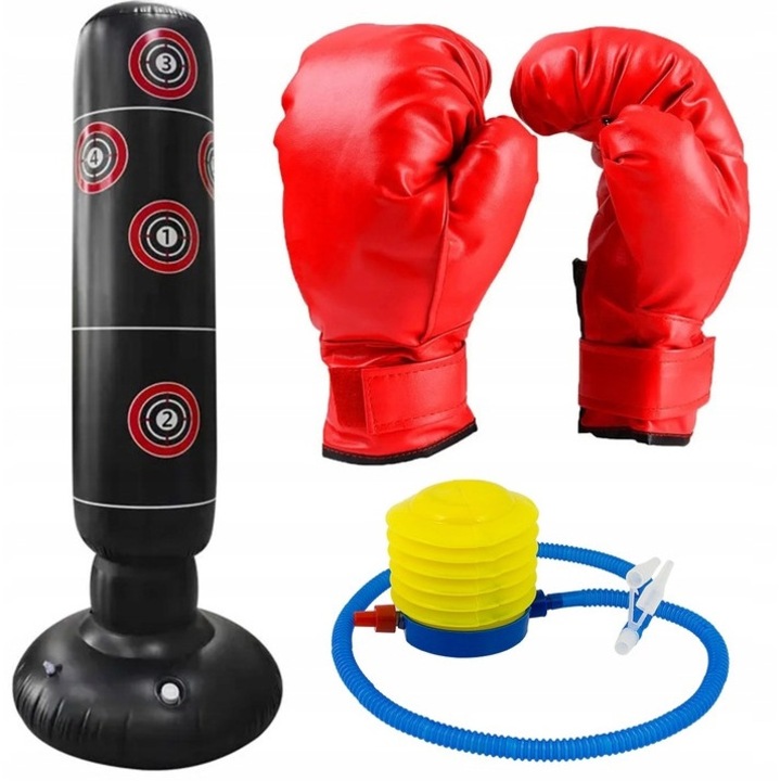 Set sac de box pentru copii, 160 cm, manusi, pompa, PVC 0,45 mm