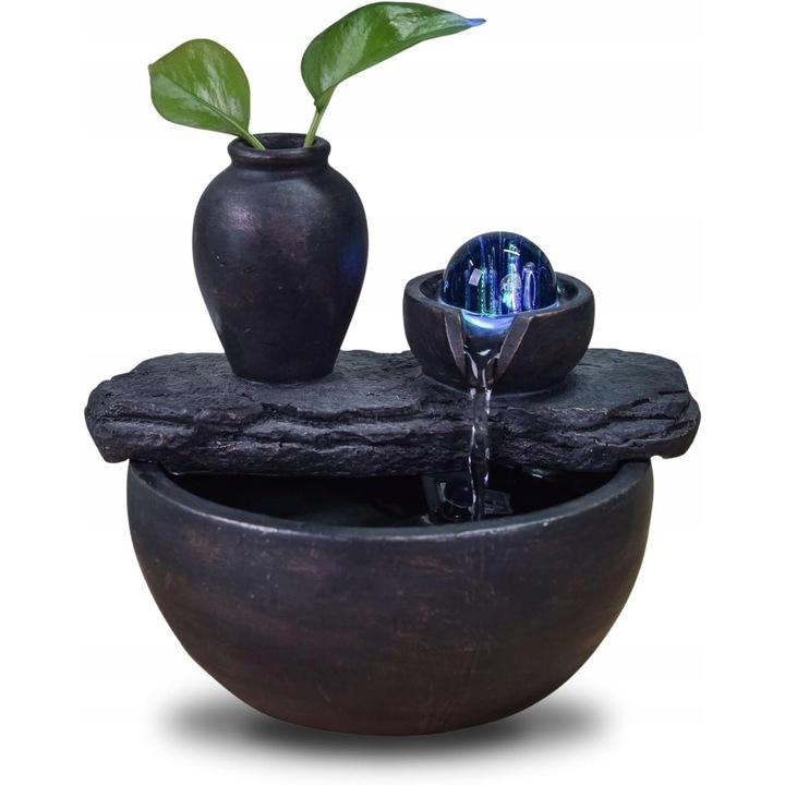 Интериорна декоративна чешма с ваза и многоцветно LED осветление, 30x45см