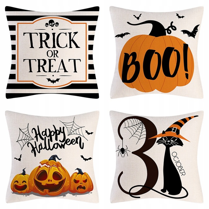 Set 4 poszewek pe perna 45x45cm, design geometric, multicolor