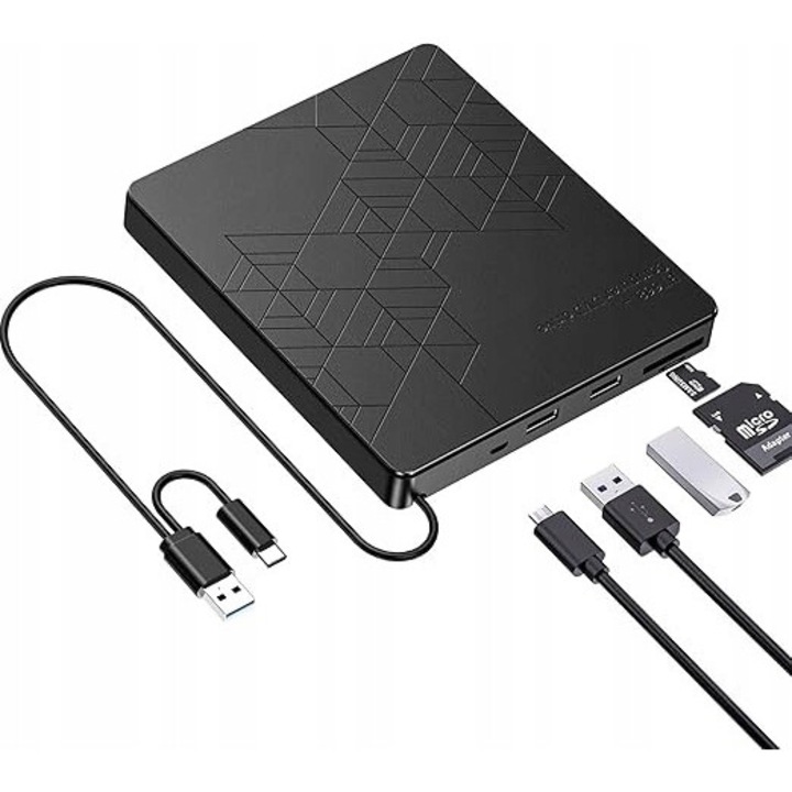 Външно оптично устройство, четец за SD/TF карти, USB 3.0, Type-C, съвместимо с PC, лаптоп, MacBook