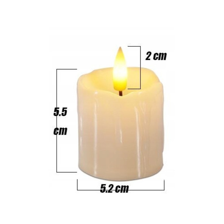 6 db lángmentes LED gyertya készlet, 2h | 4h | 6h időzítő, fehér, CR2450 elemekkel