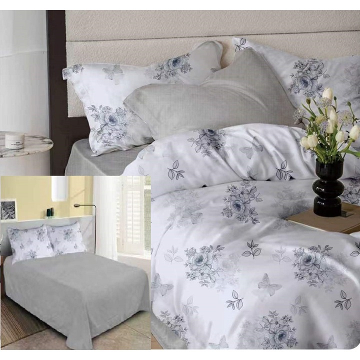 NufJoy® vastag finet dupla ágynemű garnitúra, 6 részes, lepedő 230x250 cm, paplanhuzat 200x230 cm, 2 párnahuzat 70x70 cm, 2 párnahuzat 50x70 cm, M54