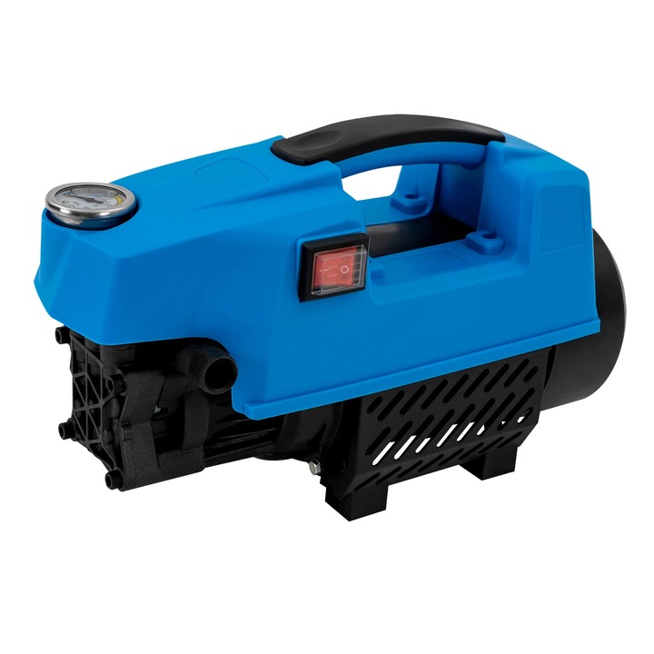 Aparat de spalat cu presiune electric, Casnic/Spalare auto, 220V 8A, 2800 rpm, 33×14×24 cm, 10, 35 kg, Furtun admisie/evacuare, Negru si albastru