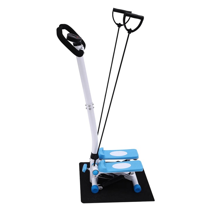 Stepper fitness, mini stepper, cu ghidon, cu benzi de rezistenta, pentru acasa si birou, relaxare musculara