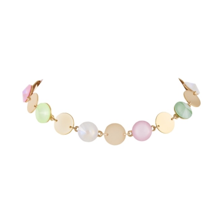 Colier Colibra cu cristale rotunde si placute metalice, multicolor, elegant