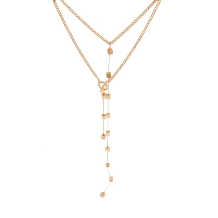 Colier Colibra cu elemente patrate, bijuterii dama auriu