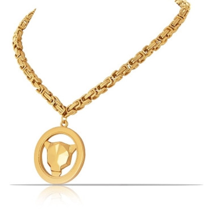 Colier cu cap de tigru, Colibra, 45x8cm, 4,5cm auriu