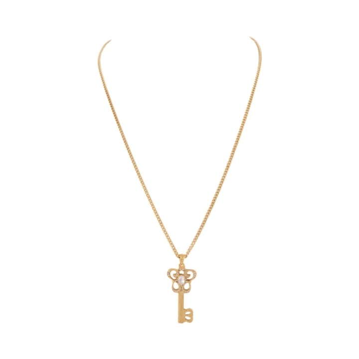 Colier cu pandantiv in forma de cheie, Colibra, cristale albe Preciosa, elegant