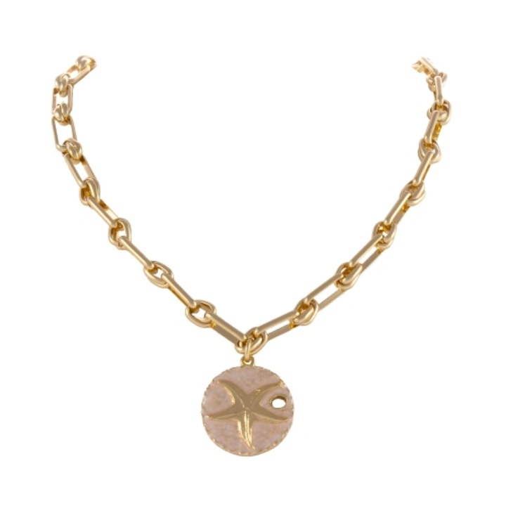 Colier Colibra cu stea de mare, perle, 10cm