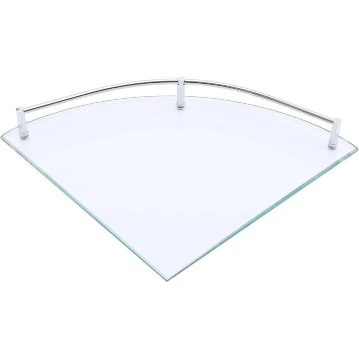 Raft colt baie, Raft dus, Sticla, Montaj pe perete, 1 nivel, Transparent