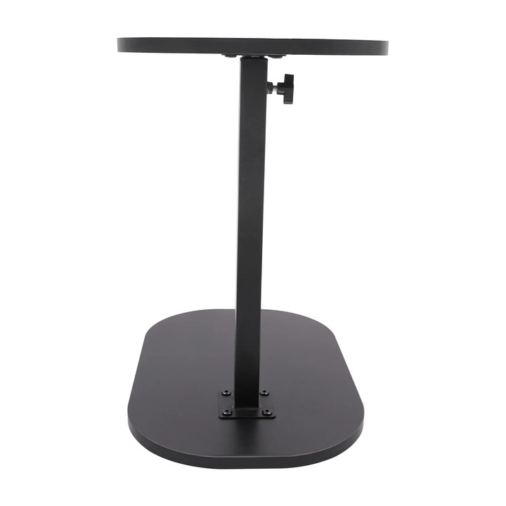 Masa in forma de C, Masuta laterala, 360° rotativa, Blat inclinabil cu unghiuri multiple, Reglabila pe inaltime, Pentru canapea si living, Negru