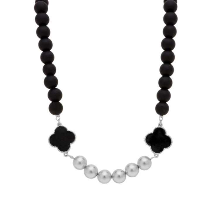 Colier Colibra, onix negru, detalii emailate, 39x7cm, 1cm latime