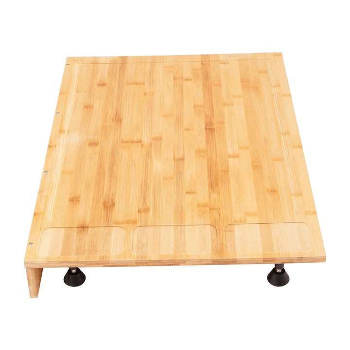 Capac pentru plita/tocator din bambus, dreptunghiular, 75x54x10cm, roșu, 2-in-1