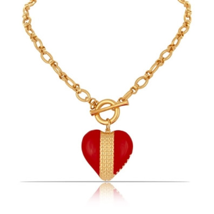 Colier Colibra cu inima rosie, cristale Preciosa, 45cm, 4x3,5cm