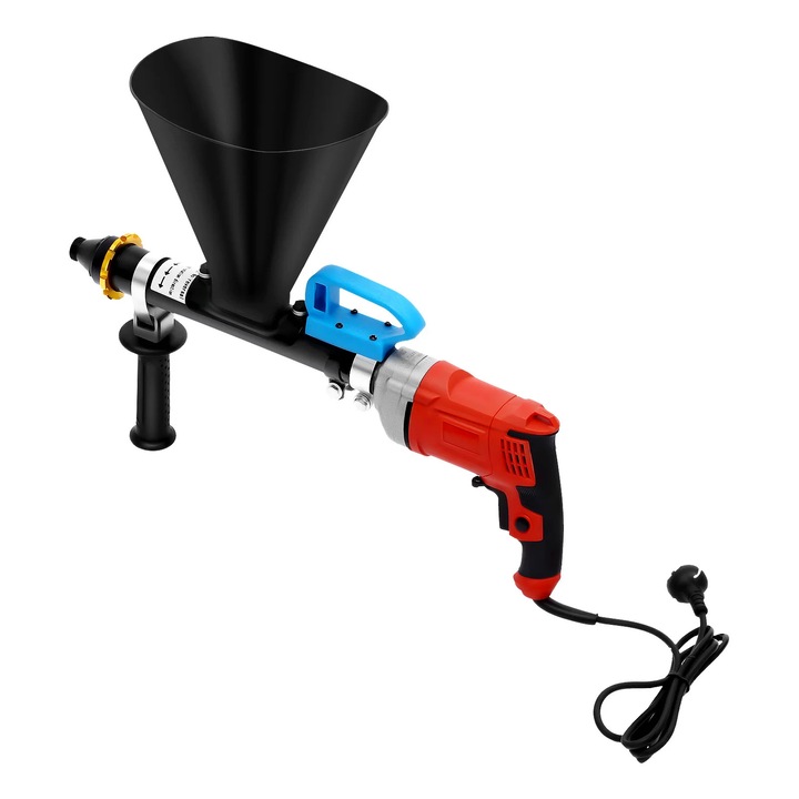 Pompa pentru mortar, Pistol electric de chituire, 700 W, 220/110 V, Pentru umplere cu ciment si reparatii pereti, Otel inox/Plastic, Rosu