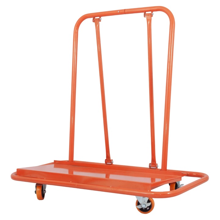 Carucior pentru panouri, Carucior transport gips-carton, Capacitate 1000 kg, Cu roti, Constructie robusta, Marime L, Rosu