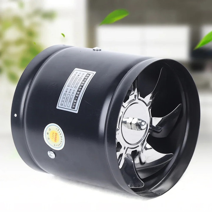 Ventilator axial industrial, Ventilator de ventilatie/evacuare, 15 cm, 600 m³/h, 2800 rpm, 40 W, 220 V, Reversibil, Negru