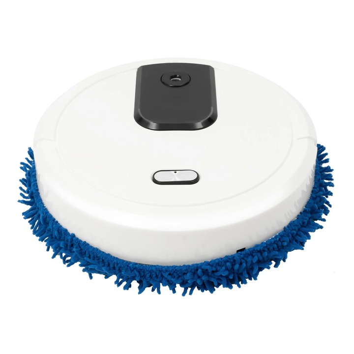 Robot de curatenie inteligent, aspirator cu mop, curatare umeda/uscata, silentios, functie cu abur, autonomie 60 min, 3, 7 V, alb