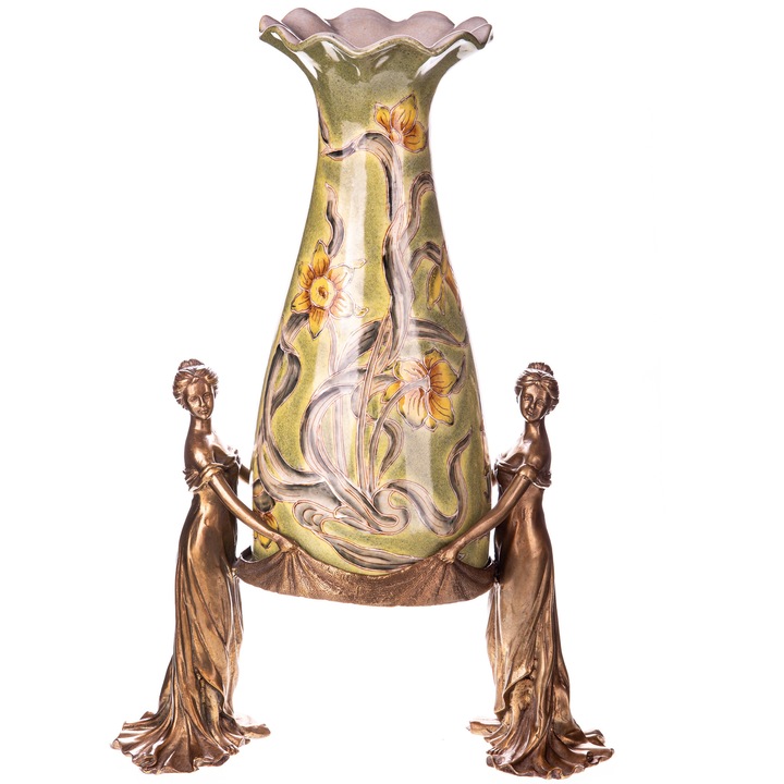 Vaza decorativa din portelan cu suport din bronz