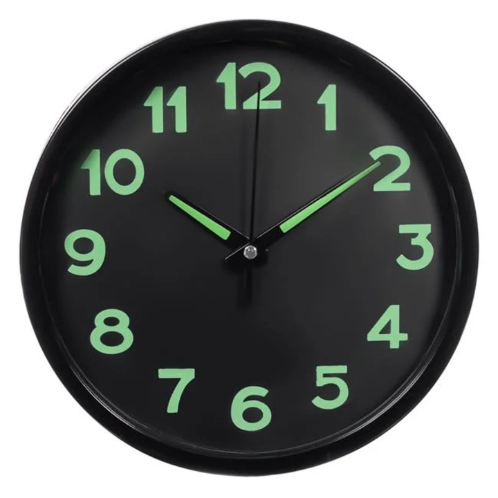 Ceas de Perete Negru Glow in the Dark Ø20cm Decorativ