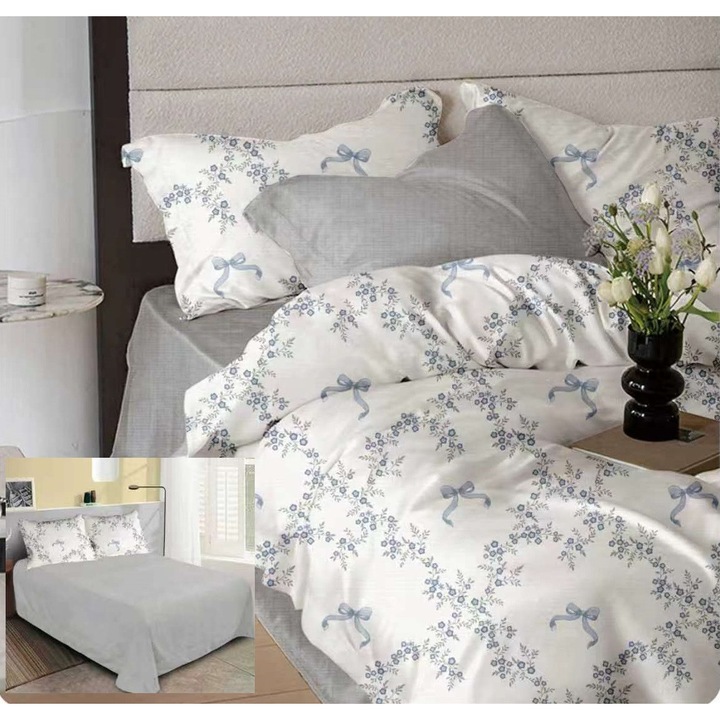 Finet Gros 6 részes dupla ágynemű, NufJoy®, lepedő 230x250 cm, paplanhuzat 200x230 cm, 2 párnahuzat 70x70 cm, 2 párnahuzat 50x70 cm, M65