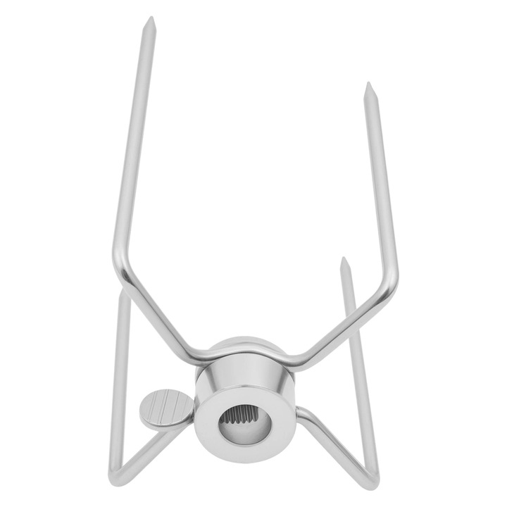 Furci rotisor BBQ, furci pentru frigarui, 4 dinti, set 4 bucati, otel inoxidabil 304, lungime dinti 11/9 cm, Ø4 mm, orificiu montare 11, 5 mm, argintiu