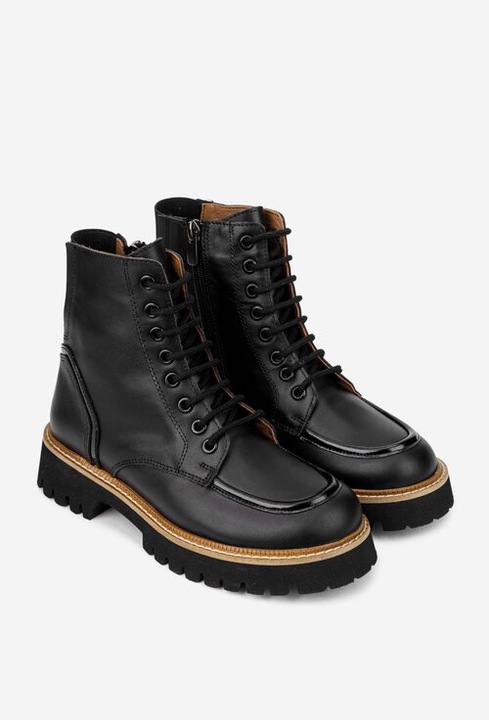 Ghete dama negre din piele naturala NUR, Negru