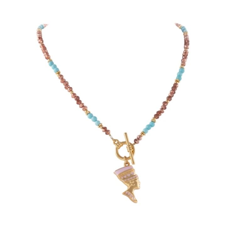 Colier turcoaz, pandantiv Nefertiti, Colibra, (C25/LAT/92AU)