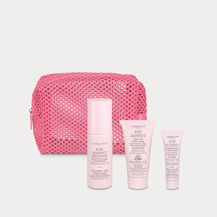 L'Erbolario Beauty Routine Viso utazókészlet, arctisztító hab 50ml, arckrém 25ml, szemkontúr 10ml