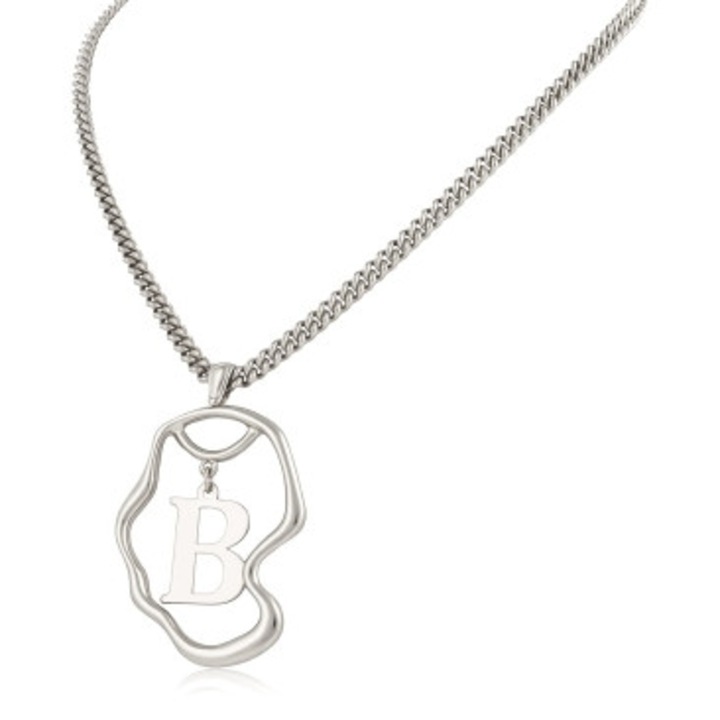 Colier placat cu argint, pandantiv litera "B", Colibra