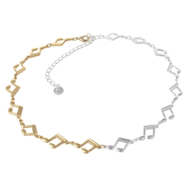 Colier auriu-argintiu cu note muzicale, COLIBRA, C24/NUT/07AU-AG