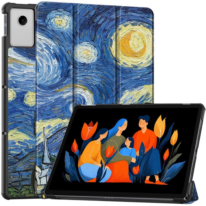 Husa pentru Lenovo Idea Tab Plus 12.1 Comari® EliteCover, protectie completa, functie stand multipla, design elegant tip carte, Starry Night