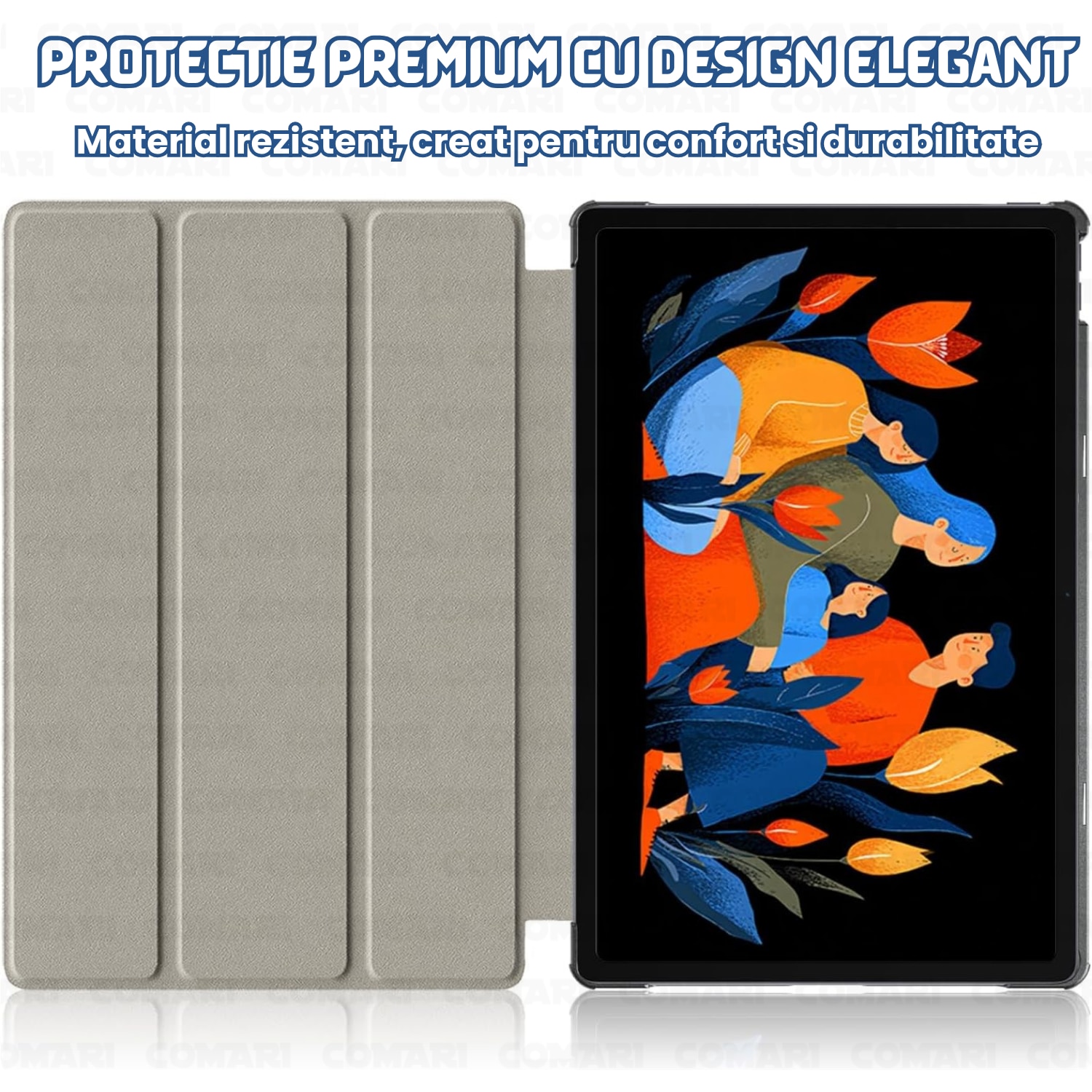 Husa pentru Lenovo Idea Tab Plus 12.1 Comari® EliteCover, protectie completa, functie stand multipla, design elegant tip carte, Starry Night