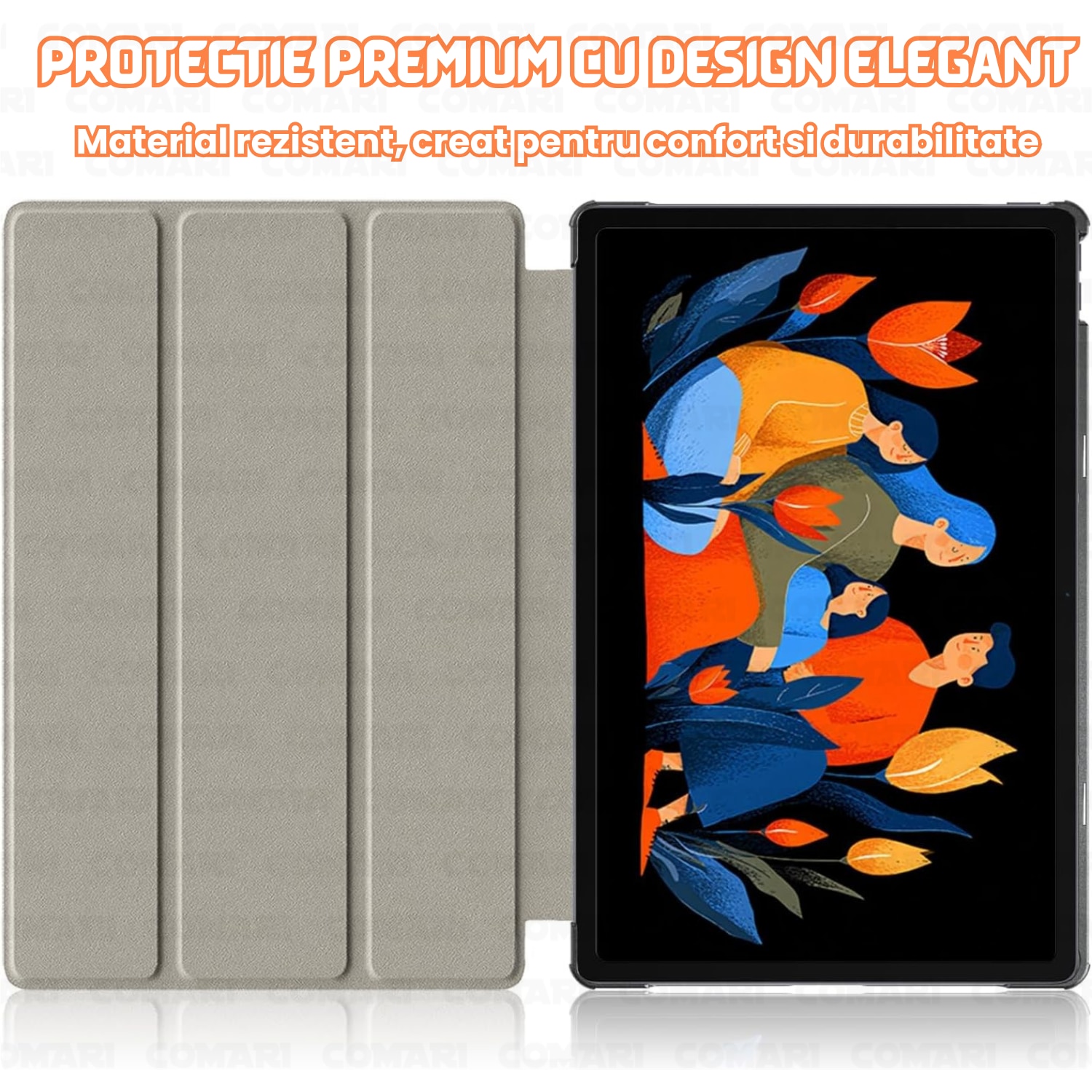 Husa pentru Lenovo Idea Tab Plus 12.1 Comari® EliteCover, protectie completa, functie stand multipla, design elegant tip carte, Butterfly