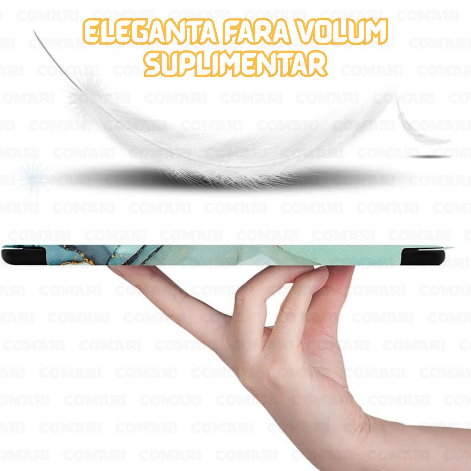 Husa pentru Lenovo Idea Tab Plus 12.1 Comari® EliteCover, protectie completa, functie stand multipla, design elegant tip carte, Green Time