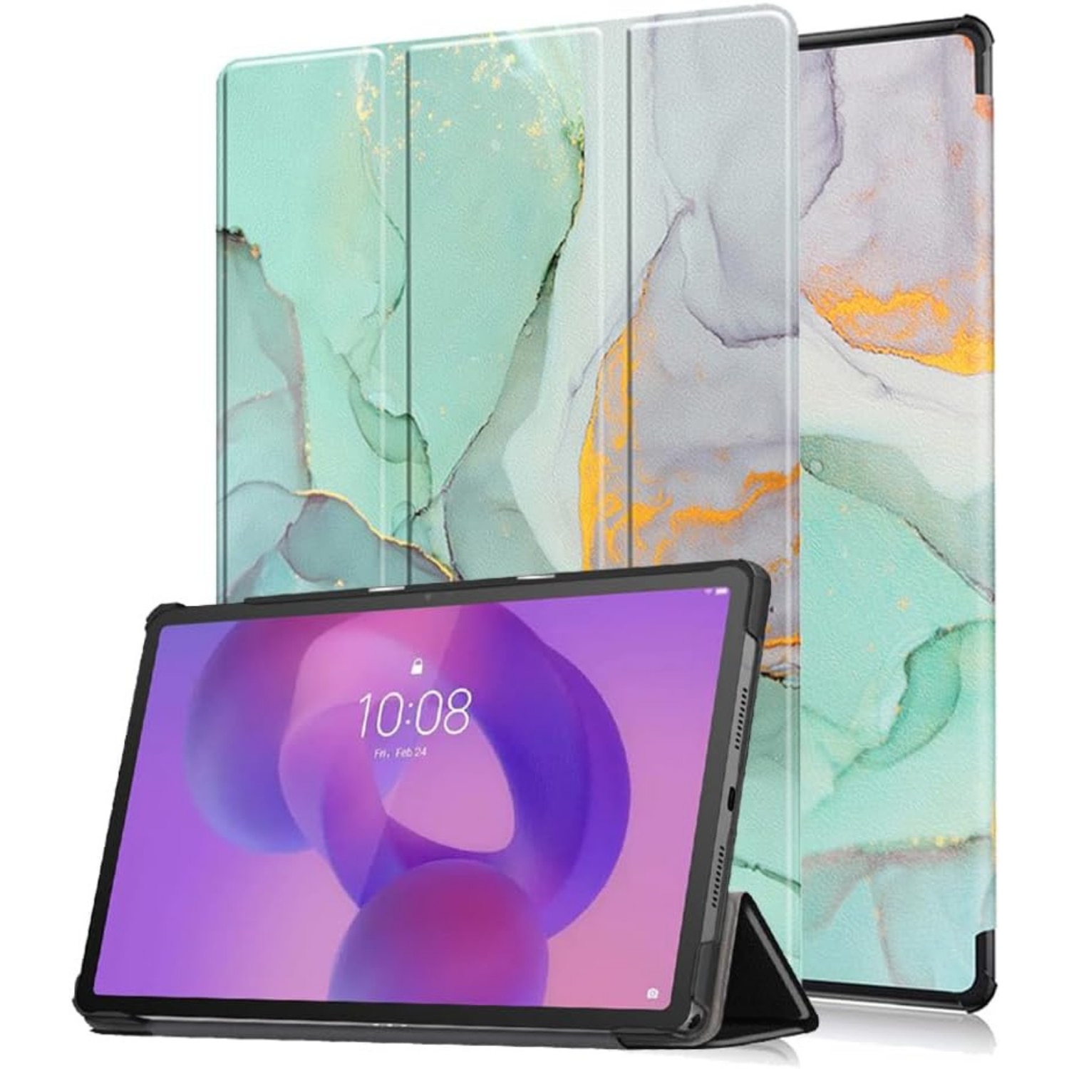 Husa pentru Lenovo Idea Tab Plus 12.1 Comari® EliteCover, protectie completa, functie stand multipla, design elegant tip carte, Green Time