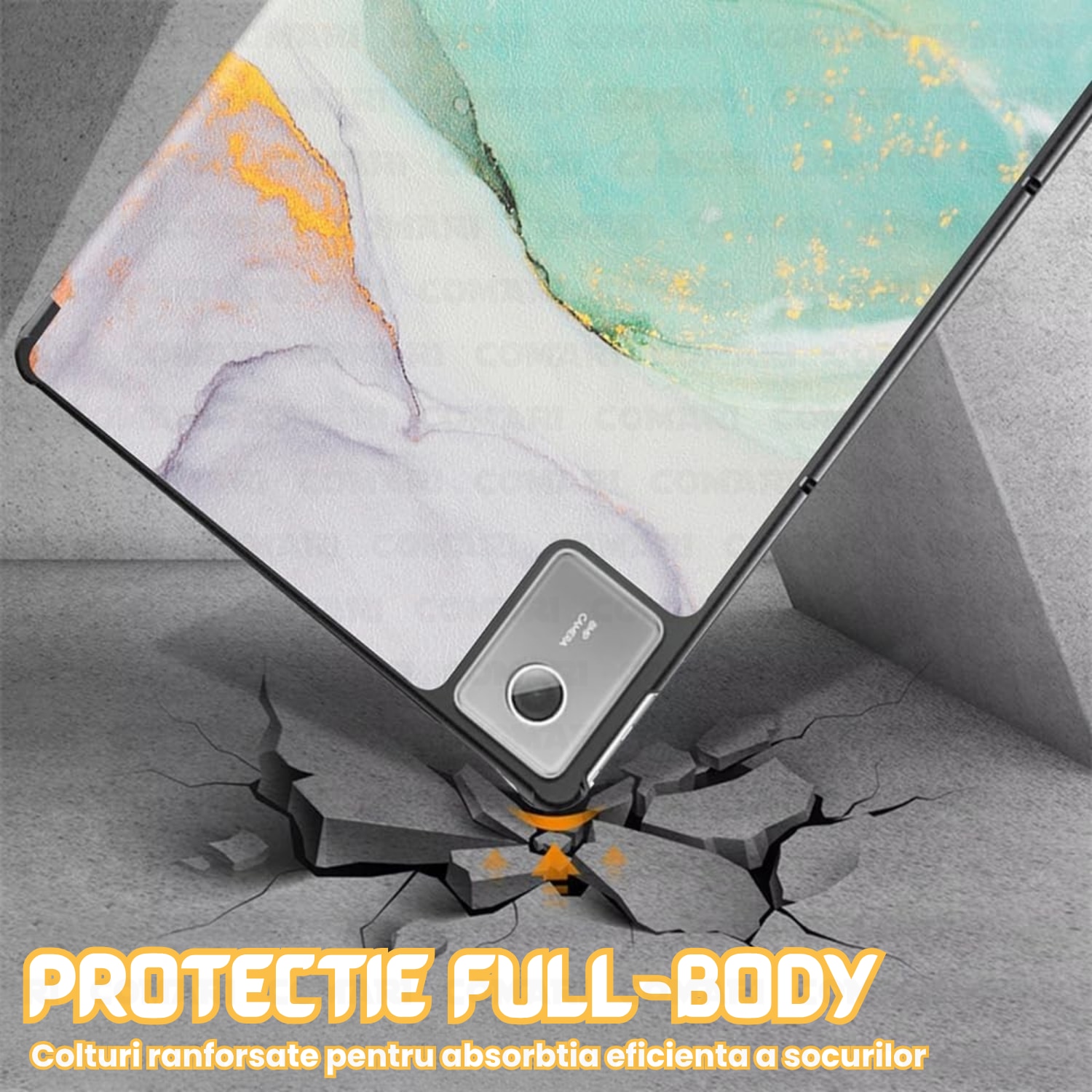 Husa pentru Lenovo Idea Tab Plus 12.1 Comari® EliteCover, protectie completa, functie stand multipla, design elegant tip carte, Green Time