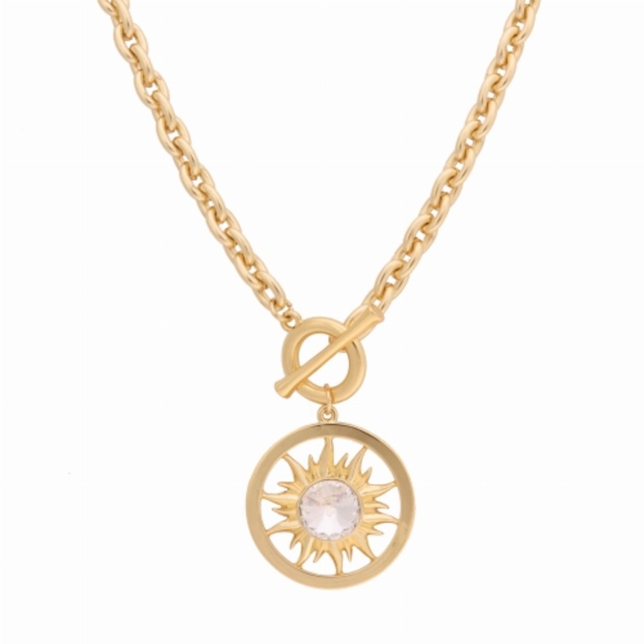 Colier Colibra, aurit, lungime 42cm, diametru soare 4cm
