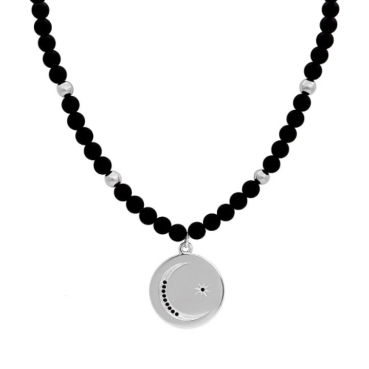Colier Colibra, onix, detaliu cu luna si stea