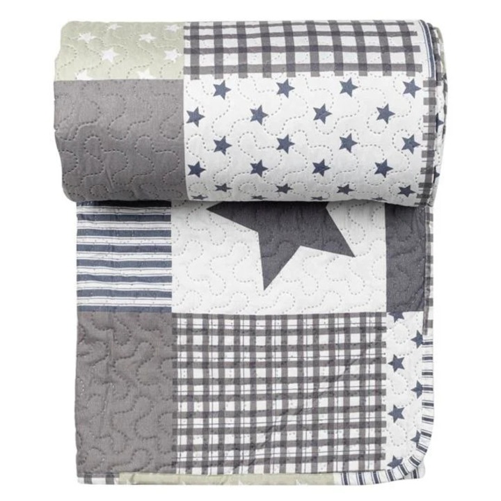 Cuvertura Patchwork Stele Gri pentru Pat 160x230cm